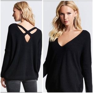 Cross Back Black Sweater